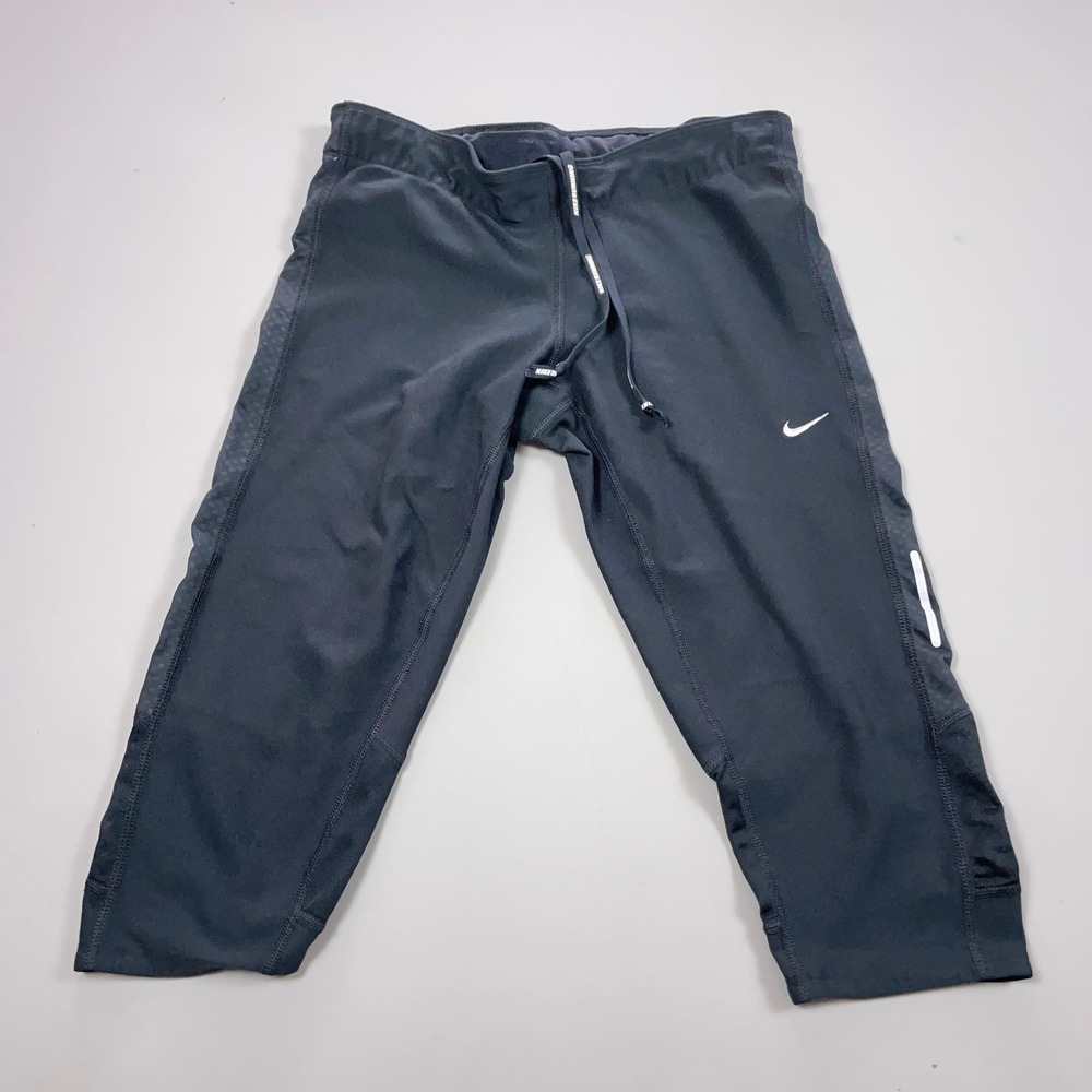 Nike Womens Running Athletic Crop Capri Leggings Black Medium